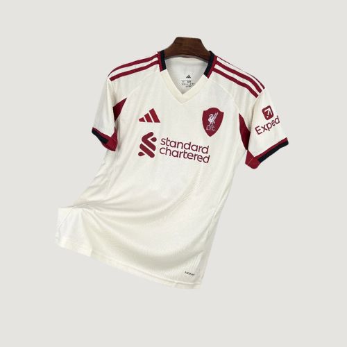 Liverpool FC – Maillot Extérieur 25/26 – Blanc, Bordeaux