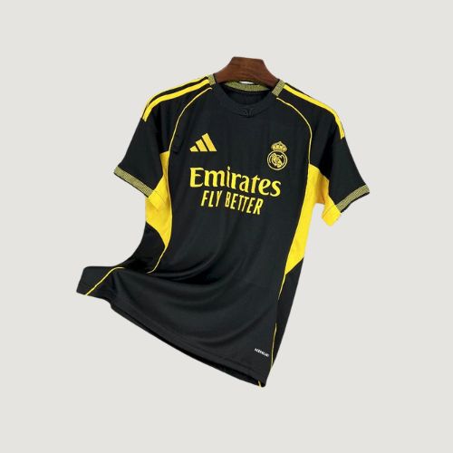 Real Madrid – Maillot Extérieur 25/26 – Noir, Jaune