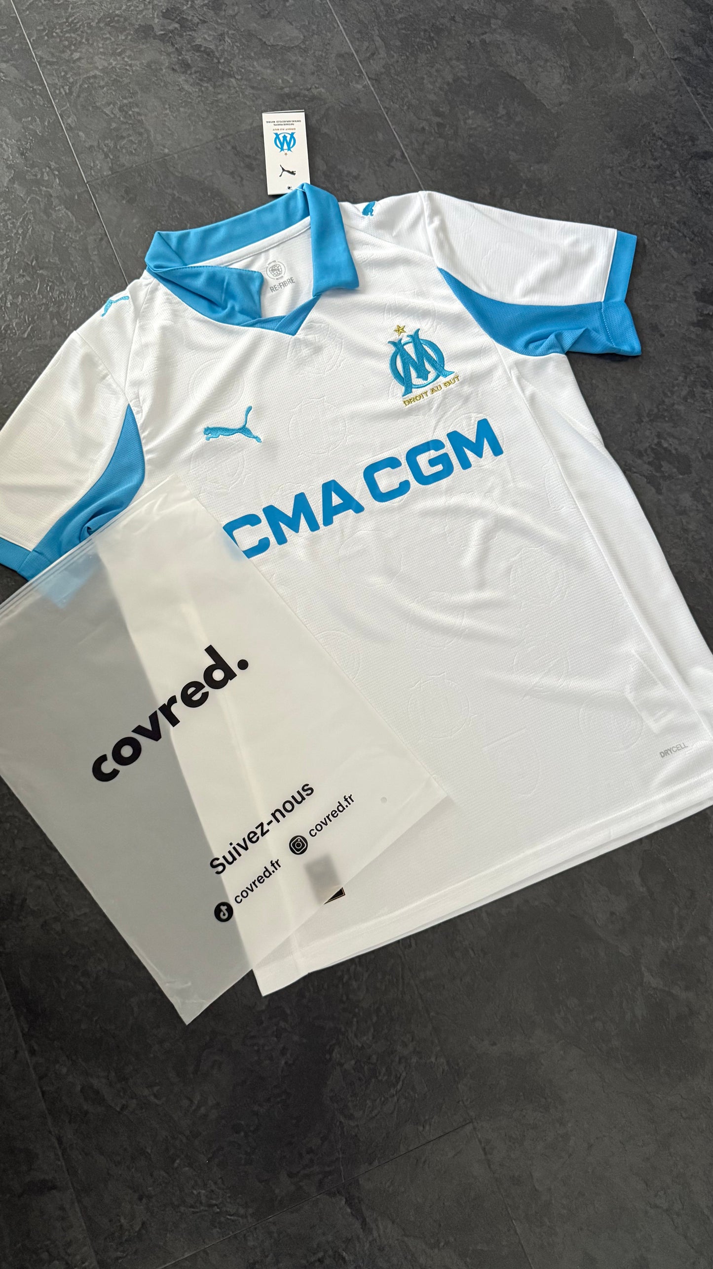 Olympique de Marseille – Maillot Domicile 25/26 – Blanc & Bleu Azur
